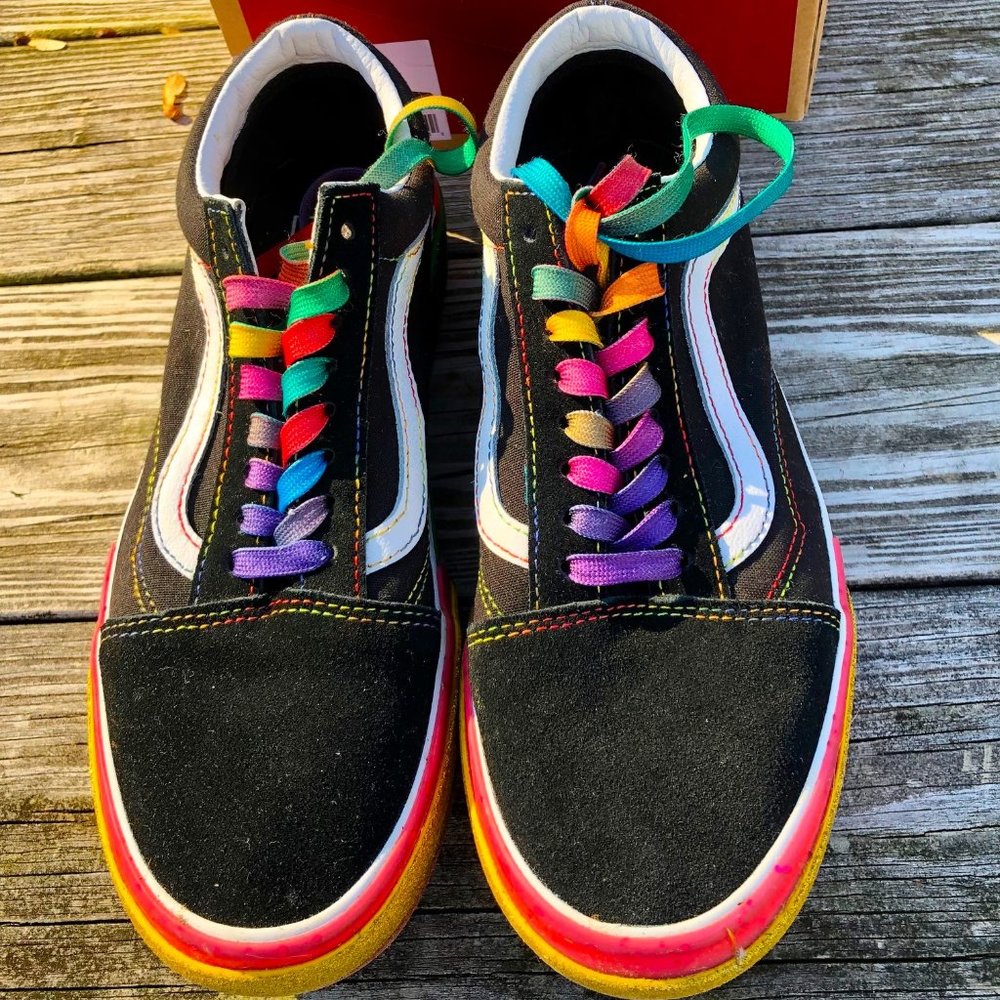 Vans Old Skool Stacked Rainbow Glitter, size 8.5 women